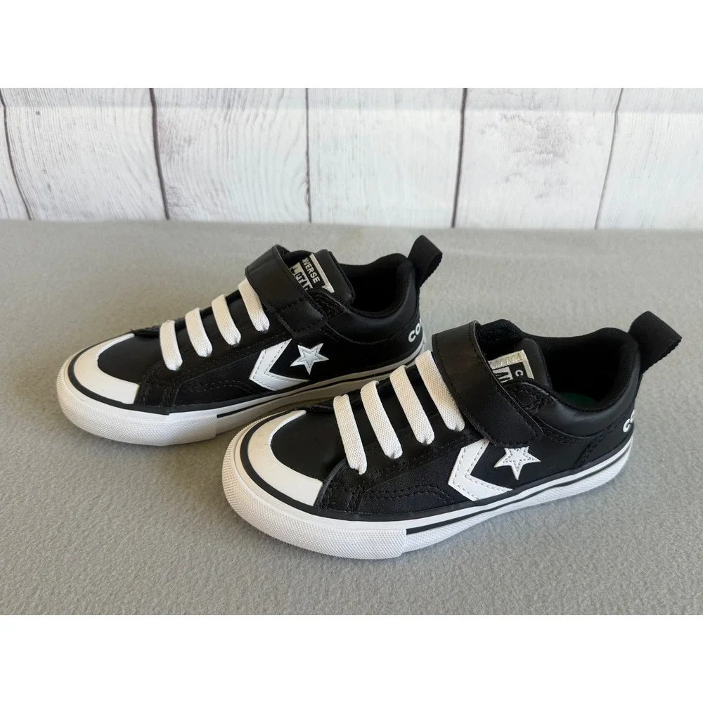 Converse Star Player 76 Kids Sneakers Black White Leather A08477C Size 11 Youth